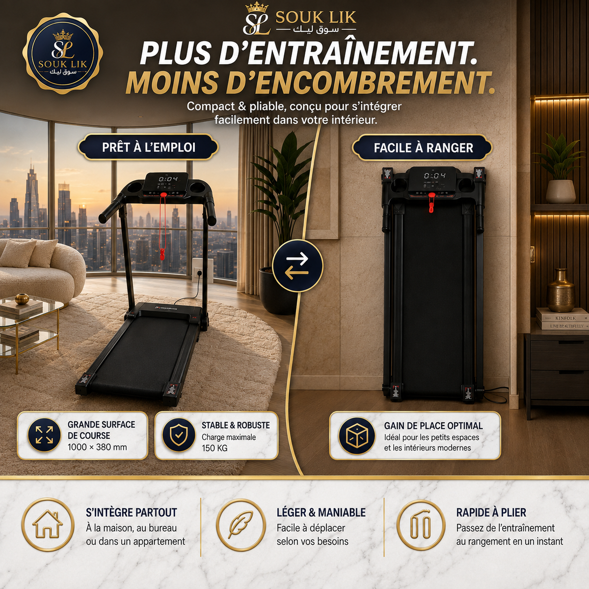 Tapis roulant pliable